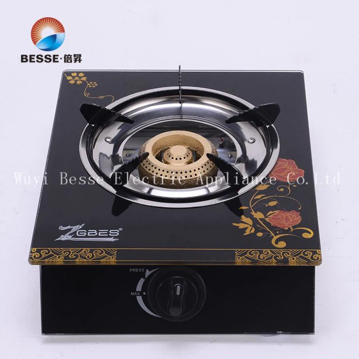 Red Gas Stove Table One Burner Tempered Glass Stove